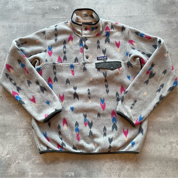 Patagonia Synchilla Snap T Fleece Pullover Grey, Pink Blue, Small Gorpcore - Picture 1 of 7
